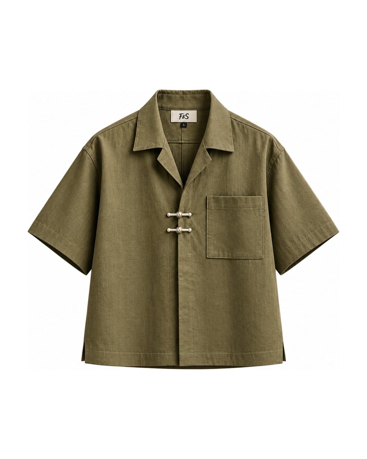 F&S Atelier Olive Toggle Shirt — front view