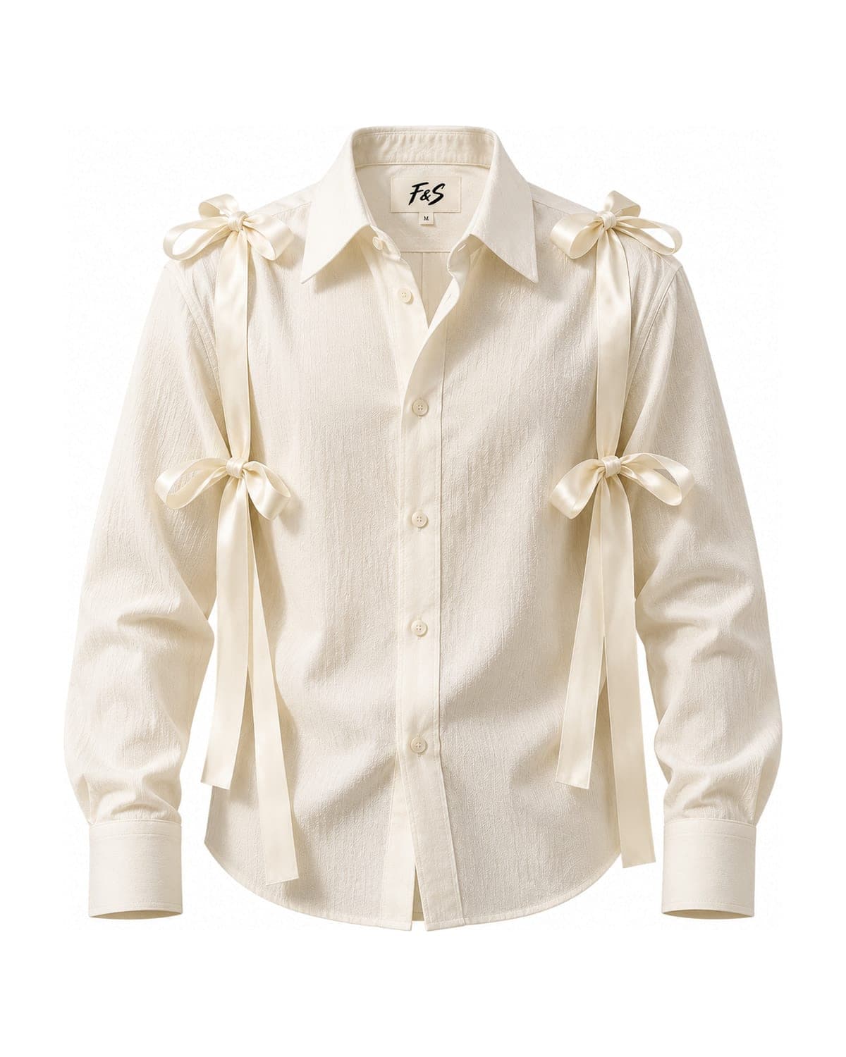 F&S Atelier Ivory Bow Shirt — front view