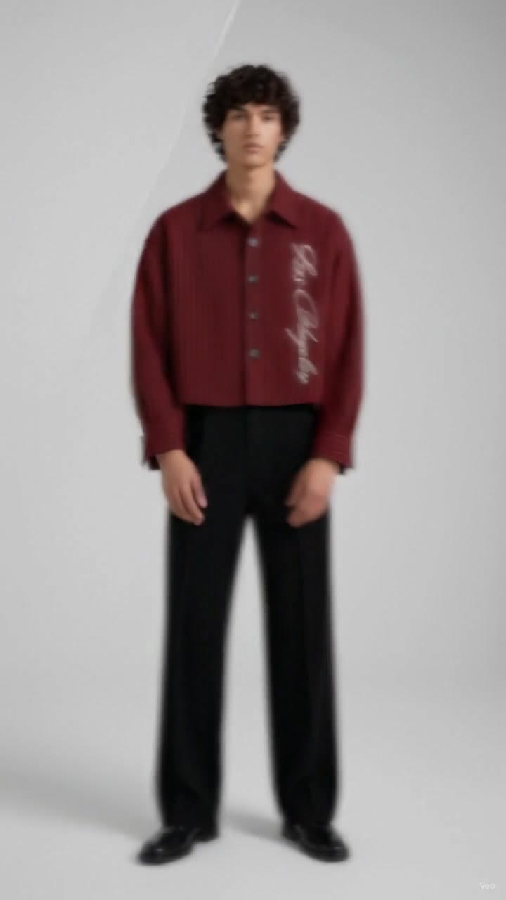 F&S Signature Crimson Pinstripe Shirt worn by a model